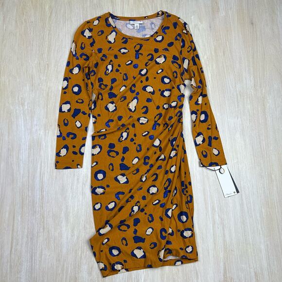 NWT 3.1 Philip Lim for Target Long Sleeve Ruched Side Leopard Print Dress Medium - Picture 1 of 13